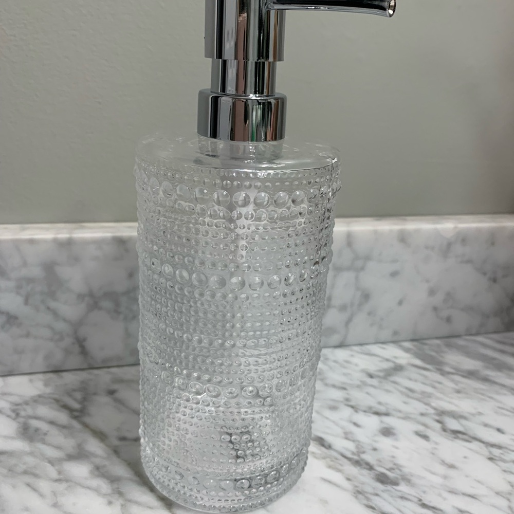 Textured Glass Soap Dispenser - Clear
